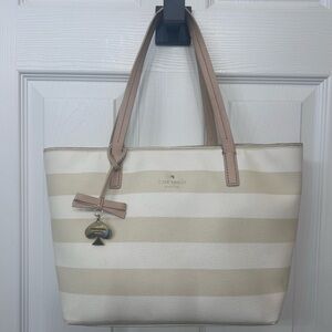 Kate Spade Hawthorne Lane Sandy Beige/Cream Striped Tote
